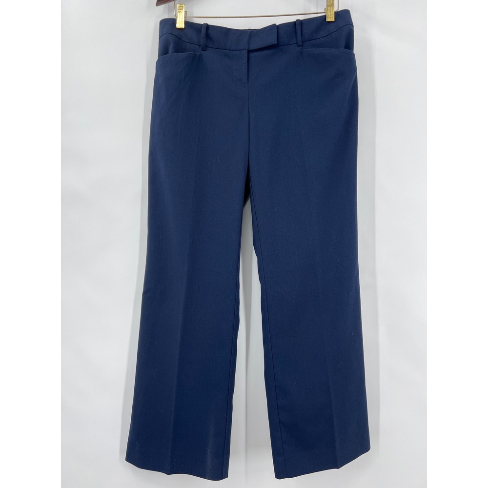 Women's Navy Blue Size 8P 34" Waist Chino Pants Pockets Straight‎ Leg Careerwear